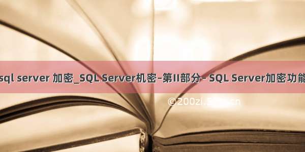 sql server 加密_SQL Server机密–第II部分– SQL Server加密功能