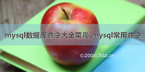 mysql数据库命令大全菜鸟_mysql常用命令