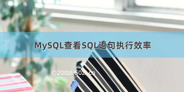 MySQL查看SQL语句执行效率