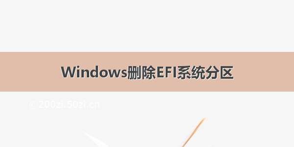 Windows删除EFI系统分区