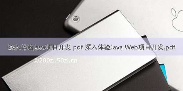 深入体验java项目开发 pdf 深入体验Java Web项目开发.pdf