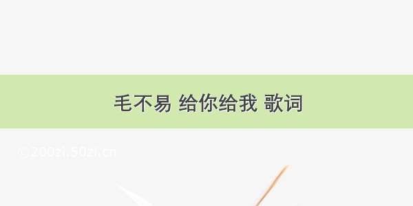 毛不易 给你给我 歌词