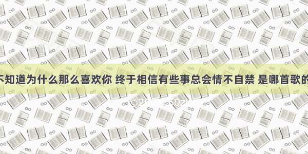 我也不知道为什么那么喜欢你 终于相信有些事总会情不自禁 是哪首歌的歌词?