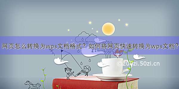 网页怎么转换为wps文档格式？如何将网页快速转换为wps文档？