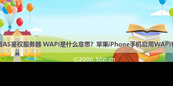 无线WAPI网络AS鉴权服务器 WAPI是什么意思？苹果iPhone手机启用WAPI有什么作用？...