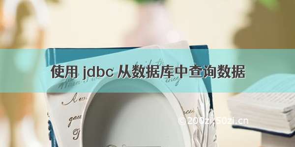 使用 jdbc 从数据库中查询数据