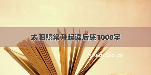 太阳照常升起读后感1000字