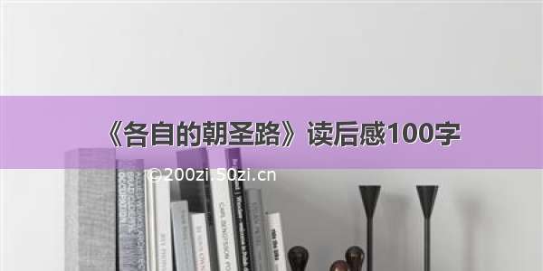 《各自的朝圣路》读后感100字