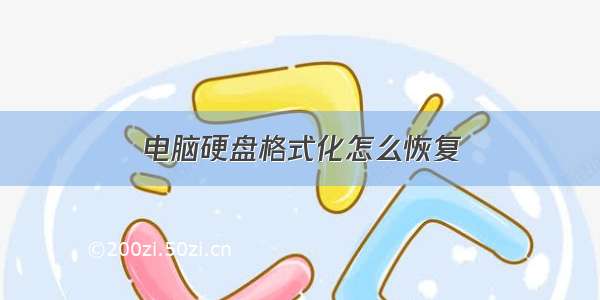 电脑硬盘格式化怎么恢复