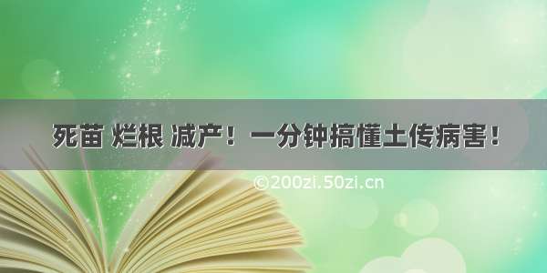 死苗 烂根 减产！一分钟搞懂土传病害！