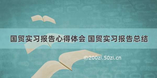 国贸实习报告心得体会 国贸实习报告总结