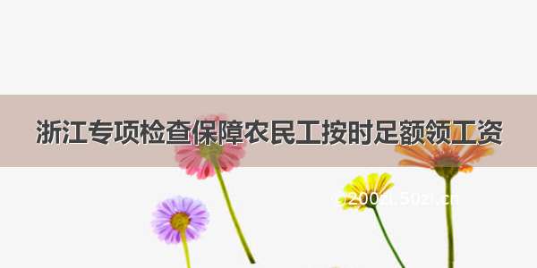 浙江专项检查保障农民工按时足额领工资