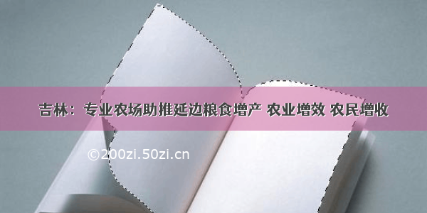 吉林：专业农场助推延边粮食增产 农业增效 农民增收