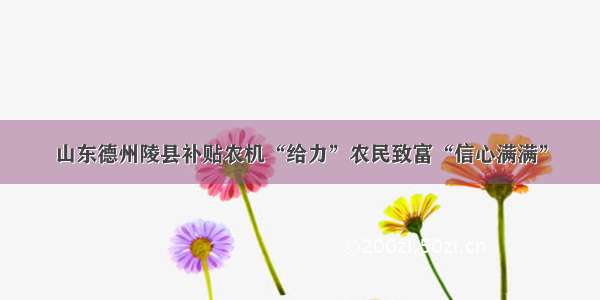 山东德州陵县补贴农机“给力”农民致富“信心满满”