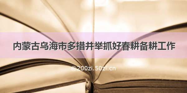 内蒙古乌海市多措并举抓好春耕备耕工作