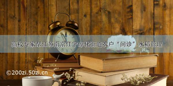 高校专家帮江苏南京江宁淳化街道农户“问诊”水稻管理