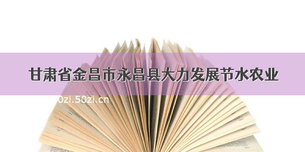 甘肃省金昌市永昌县大力发展节水农业