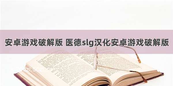 安卓游戏破解版 医德slg汉化安卓游戏破解版