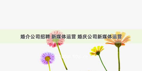 婚介公司招聘 新媒体运营 婚庆公司新媒体运营