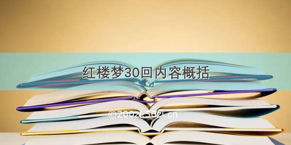 红楼梦30回内容概括