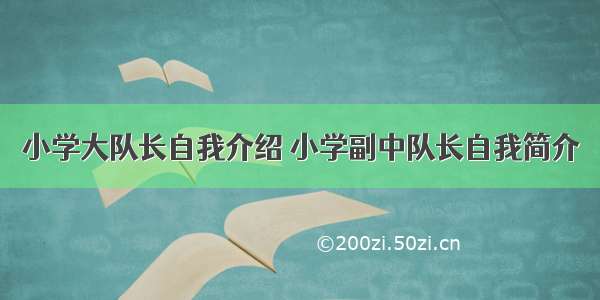 小学大队长自我介绍 小学副中队长自我简介