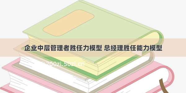 企业中层管理者胜任力模型 总经理胜任能力模型