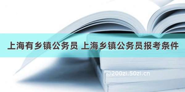 上海有乡镇公务员 上海乡镇公务员报考条件