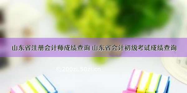 山东省注册会计师成绩查询 山东省会计初级考试成绩查询