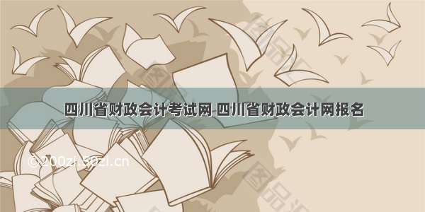 四川省财政会计考试网 四川省财政会计网报名