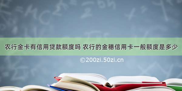 农行金卡有信用贷款额度吗 农行的金穗信用卡一般额度是多少