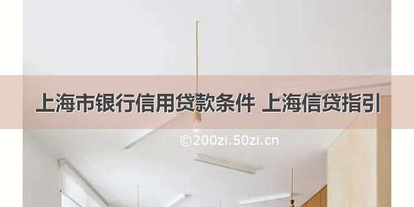上海市银行信用贷款条件 上海信贷指引