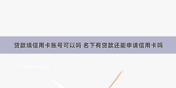 贷款填信用卡账号可以吗 名下有贷款还能申请信用卡吗