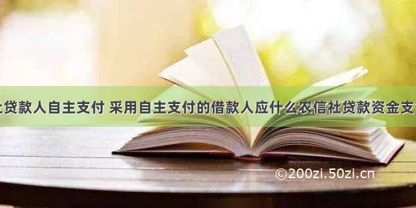 信用社贷款人自主支付 采用自主支付的借款人应什么农信社贷款资金支付情况