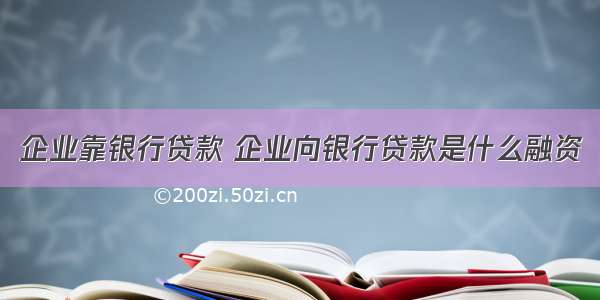 企业靠银行贷款 企业向银行贷款是什么融资