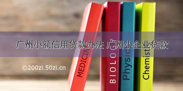 广州小额信用贷款办法 广州小企业贷款