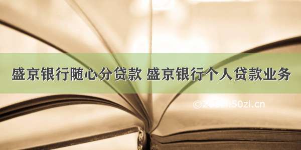 盛京银行随心分贷款 盛京银行个人贷款业务