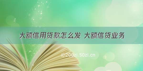 大额信用贷款怎么发 大额信贷业务