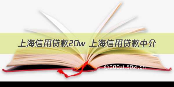 上海信用贷款20w 上海信用贷款中介