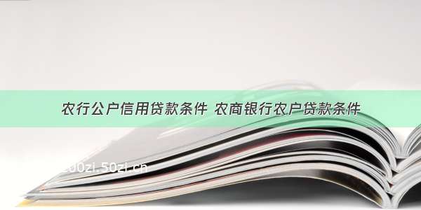 农行公户信用贷款条件 农商银行农户贷款条件