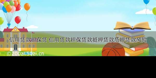 信用贷款担保贷 信用贷款担保贷款抵押贷款质押贷款风险