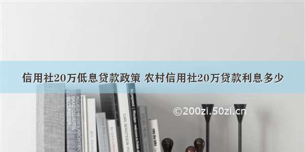 信用社20万低息贷款政策 农村信用社20万贷款利息多少