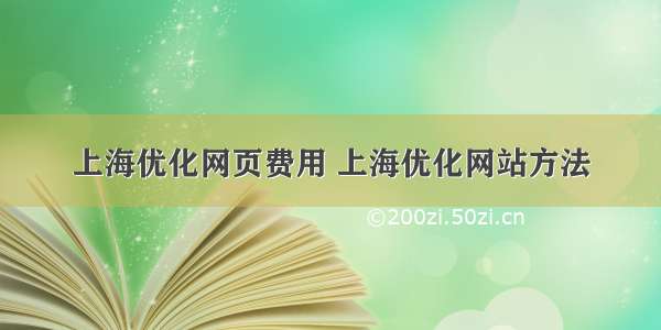 上海优化网页费用 上海优化网站方法