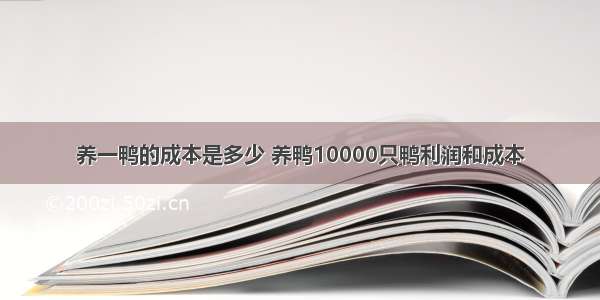 养一鸭的成本是多少 养鸭10000只鸭利润和成本