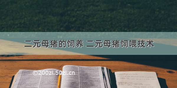 二元母猪的饲养 二元母猪饲喂技术