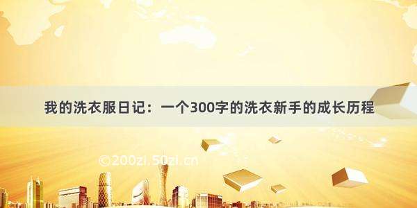 我的洗衣服日记：一个300字的洗衣新手的成长历程