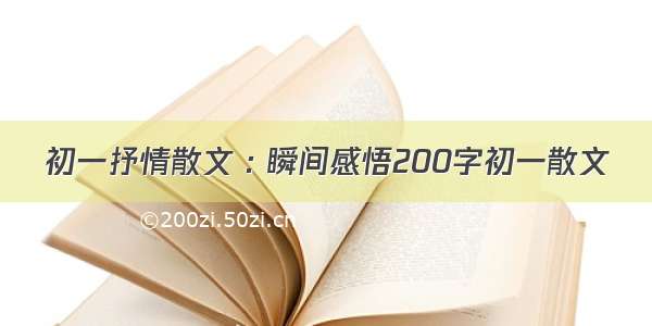 初一抒情散文 : 瞬间感悟200字初一散文