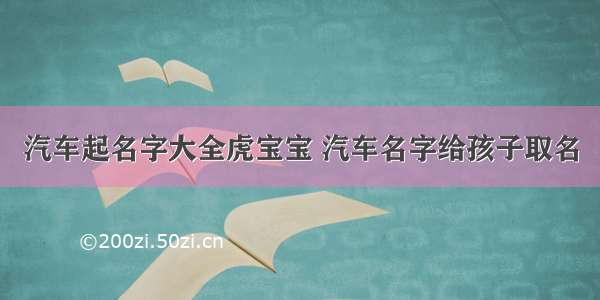 汽车起名字大全虎宝宝 汽车名字给孩子取名