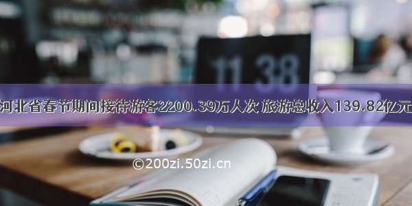 河北省春节期间接待游客2200.39万人次 旅游总收入139.82亿元