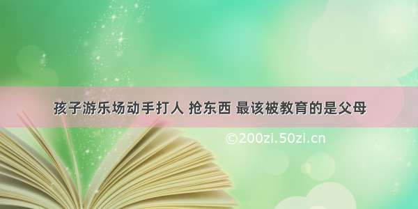 孩子游乐场动手打人 抢东西 最该被教育的是父母