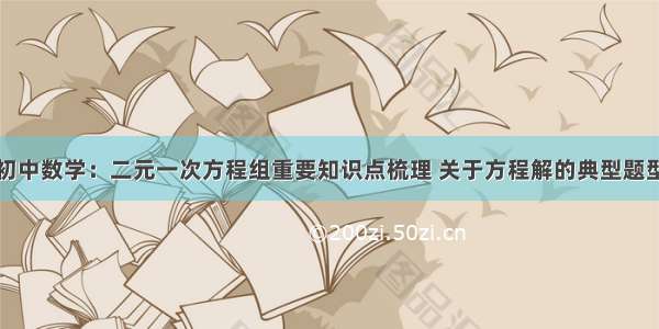 初中数学：二元一次方程组重要知识点梳理 关于方程解的典型题型